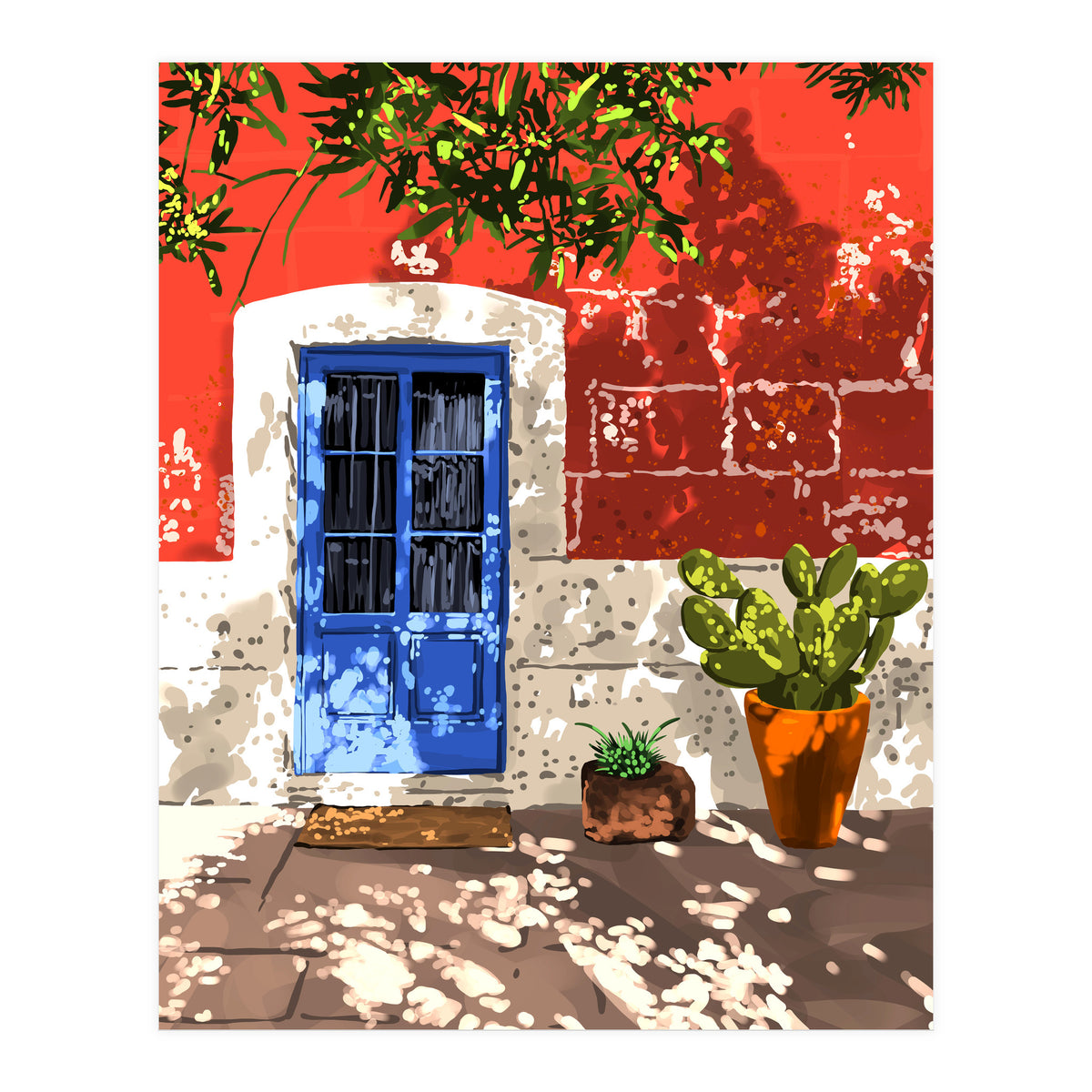 Intentful Living | Summer Architecture Travel Positivity | Optimism Good Vibes Bohemian House Door (Print Only)