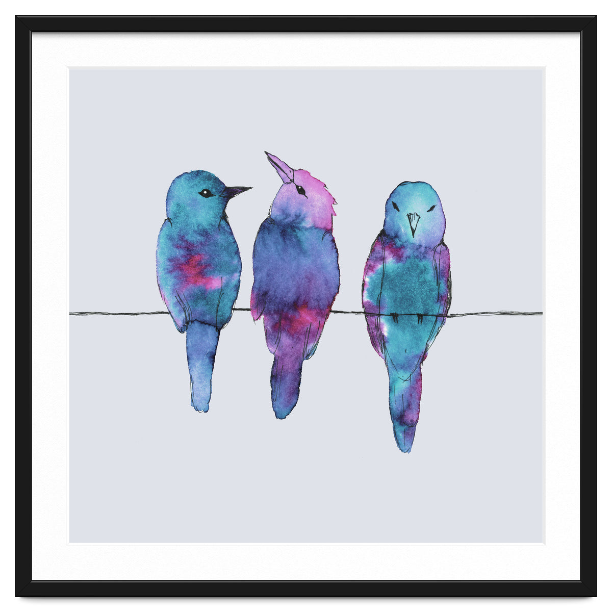 Three birds on a wire