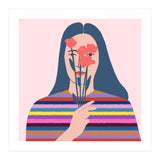Girl With Flowers Square (Print Only) thumbnail