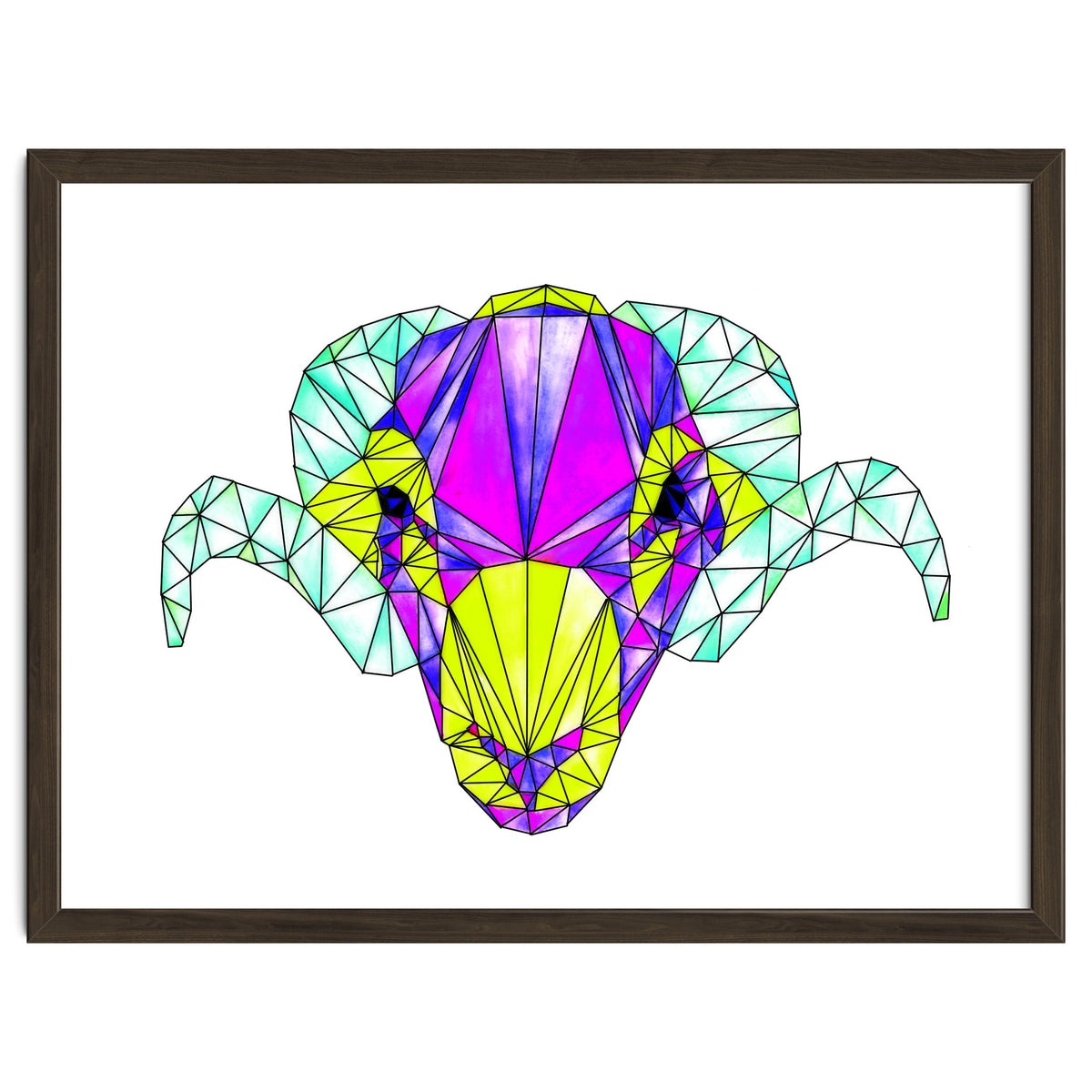 Colourful Geometric Swaledale Sheep Tup with Black Lines