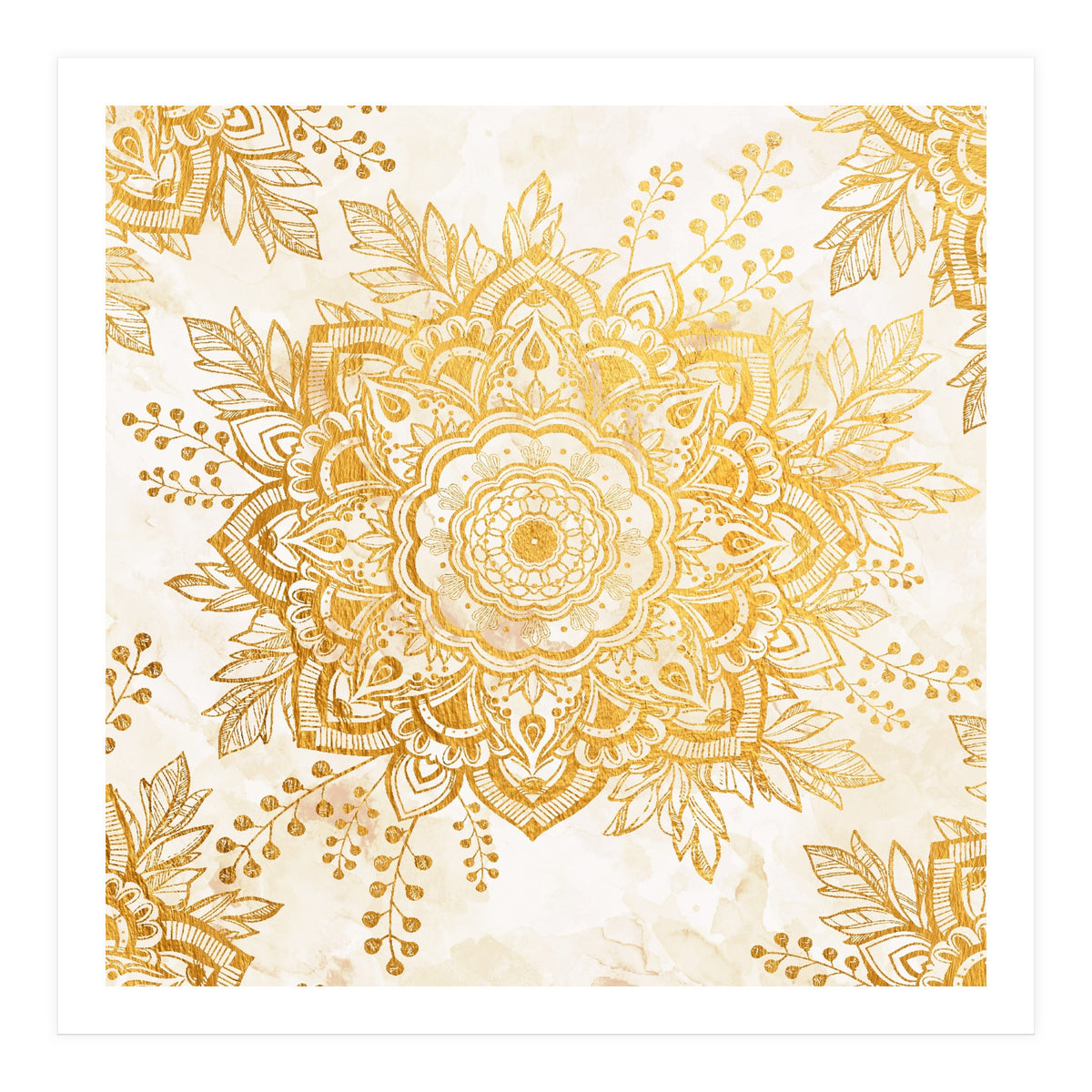 Queen Starring of Mandala-Gold Sunflower I (Print Only)