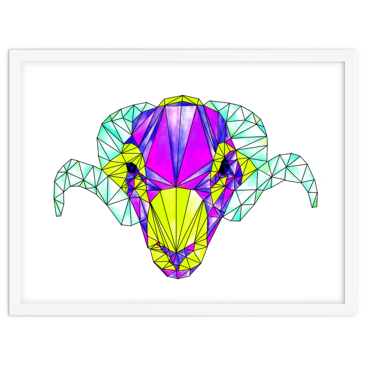 Colourful Geometric Swaledale Sheep Tup with Black Lines