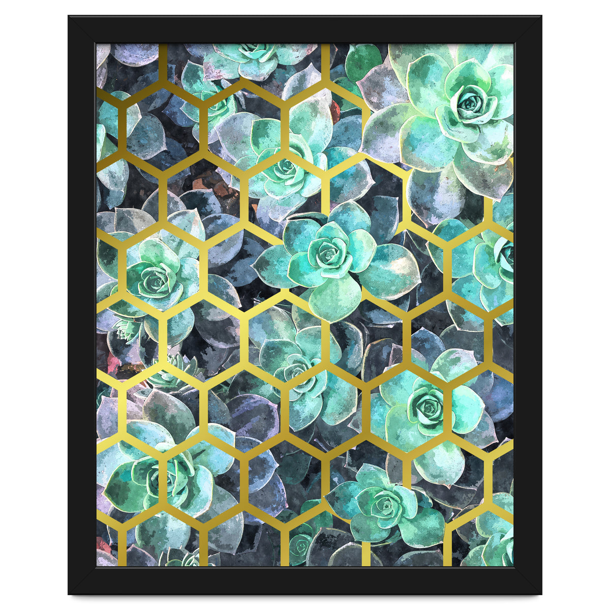 Succulents and Gold Geometric