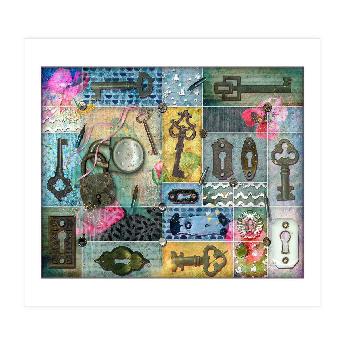 Vintage Key Collage (Print Only)