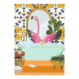 Flamingo Bathing in Moroccan Style Bathroom (Print Only) thumbnail