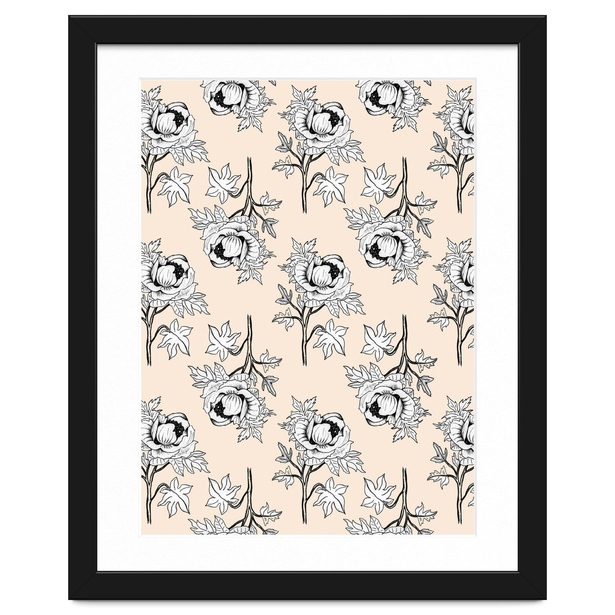 Drawing pattern of roses to pencil on beige