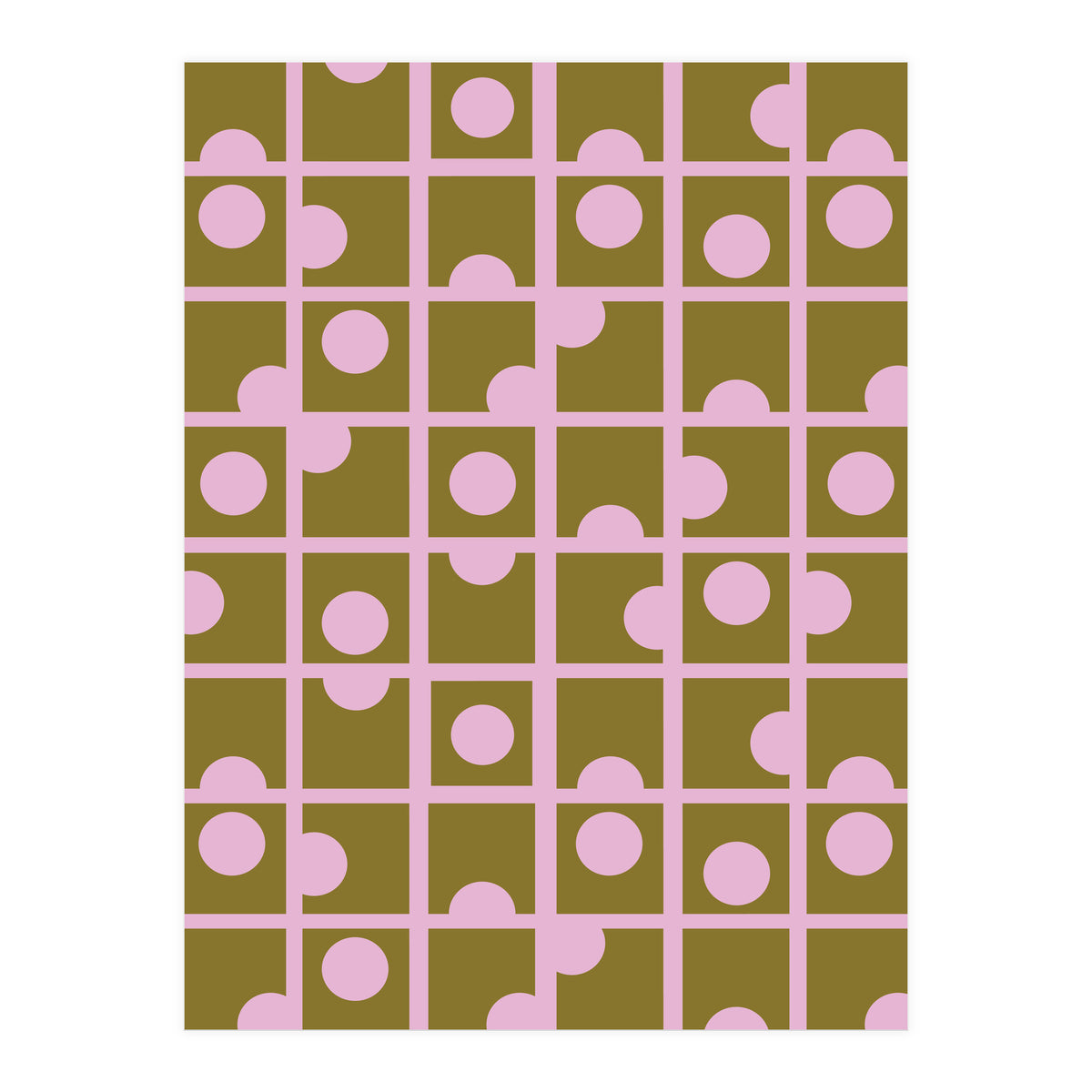 Pink Retro Circles Pattern (Print Only)
