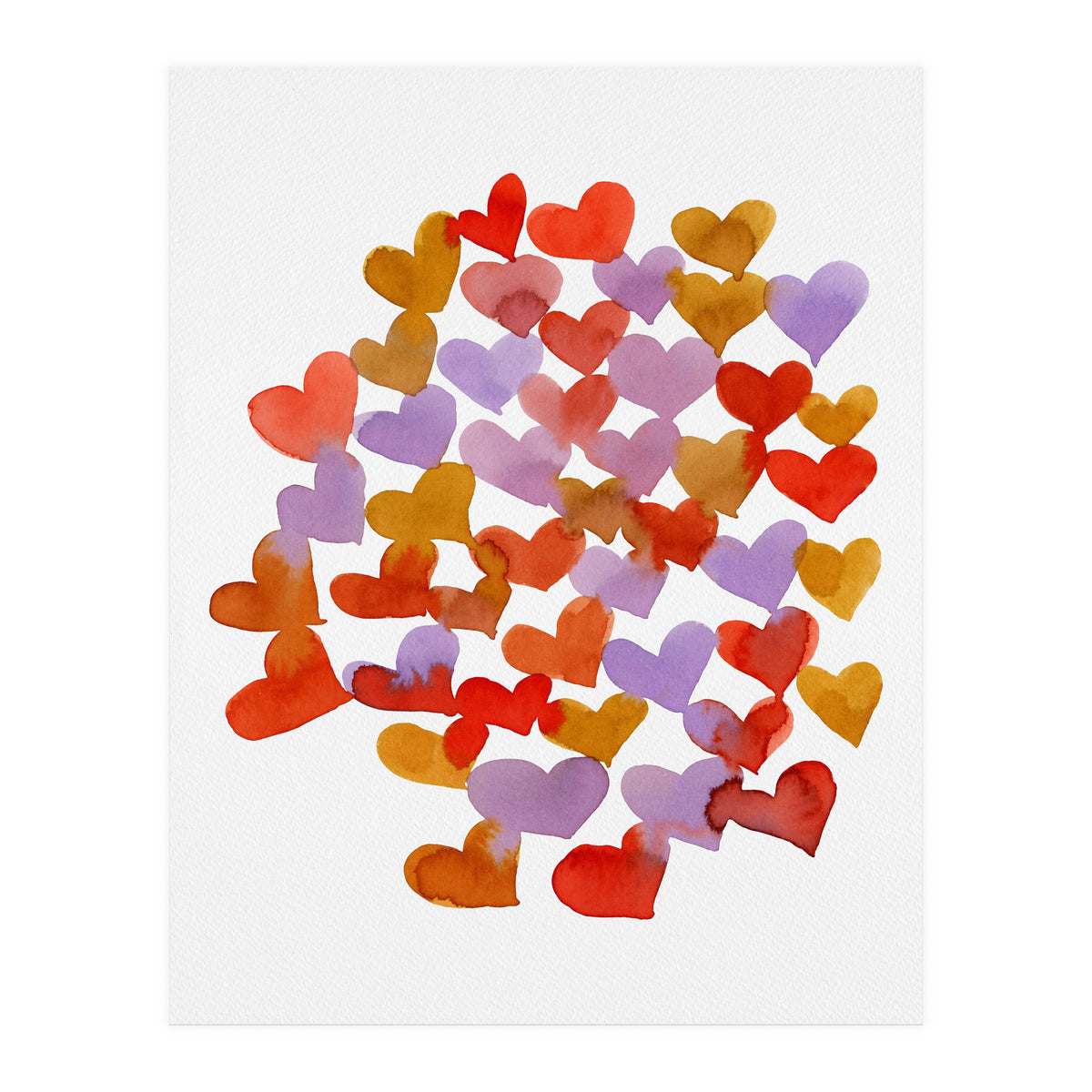 Watercolor melting hearts - retro (Print Only)
