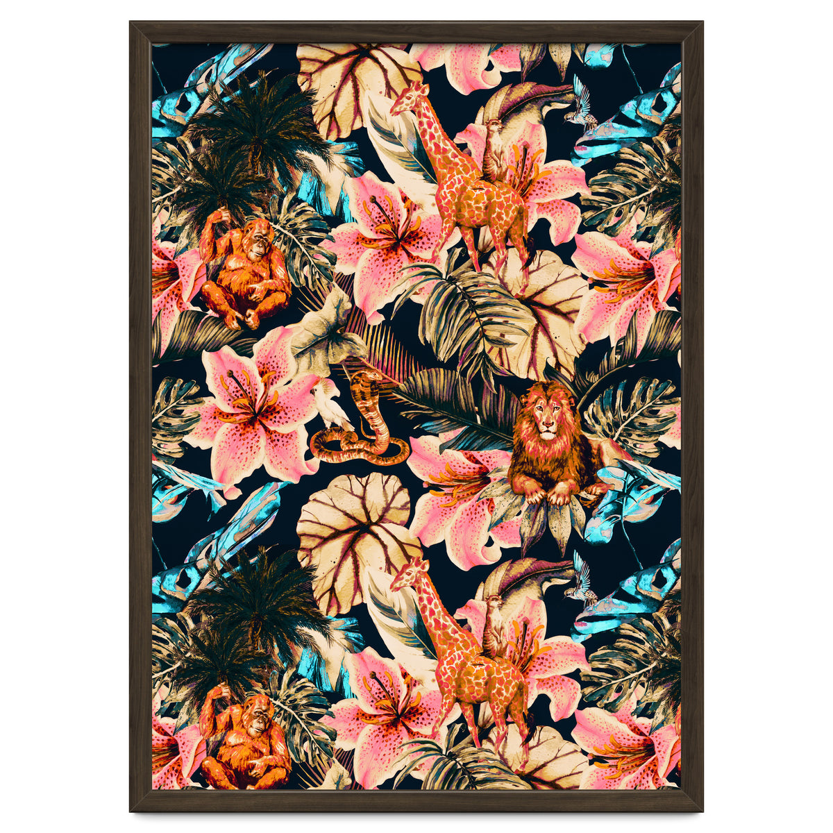 Wild animals in the dark of the jungle 02