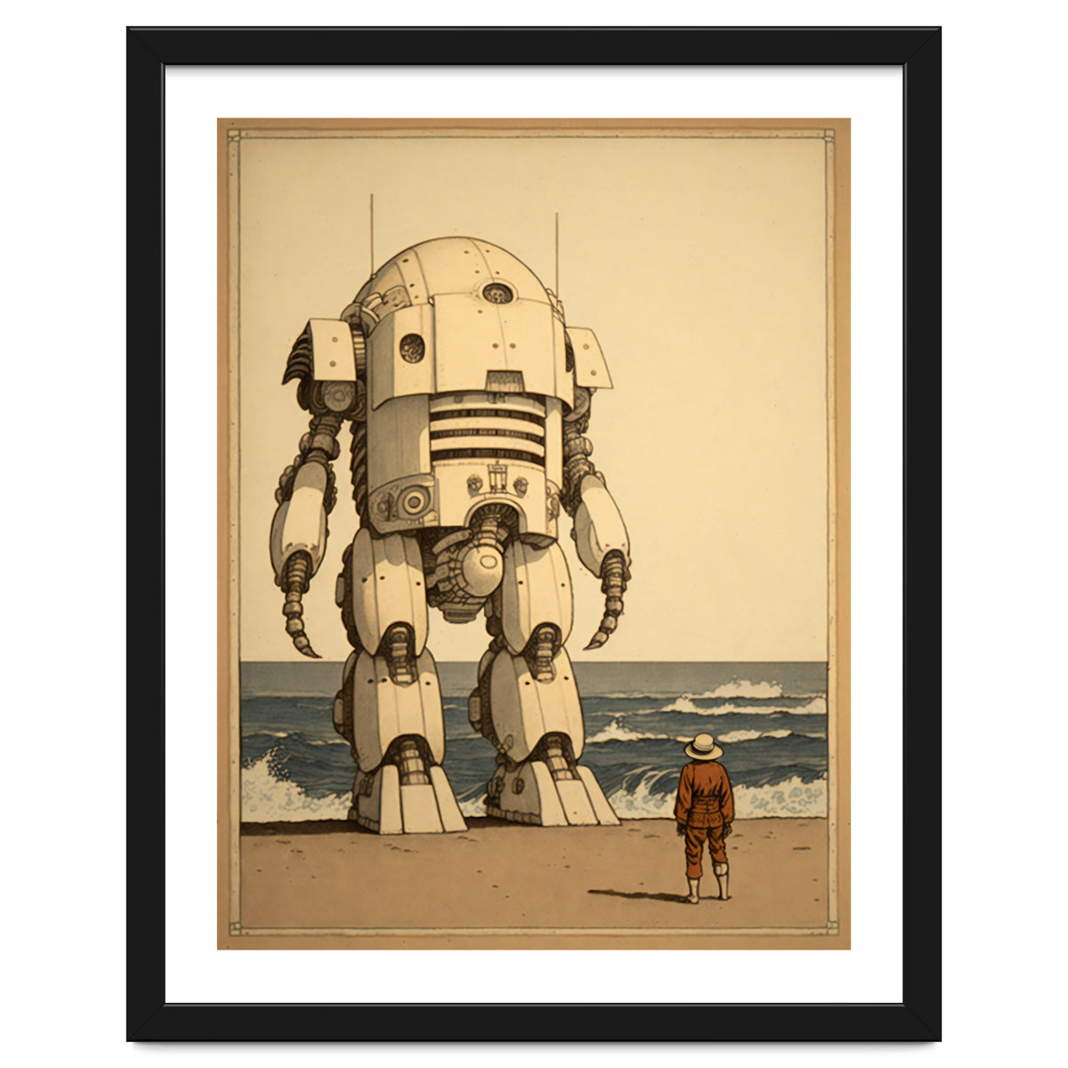 Giant Robot Japanese Woodblock Print