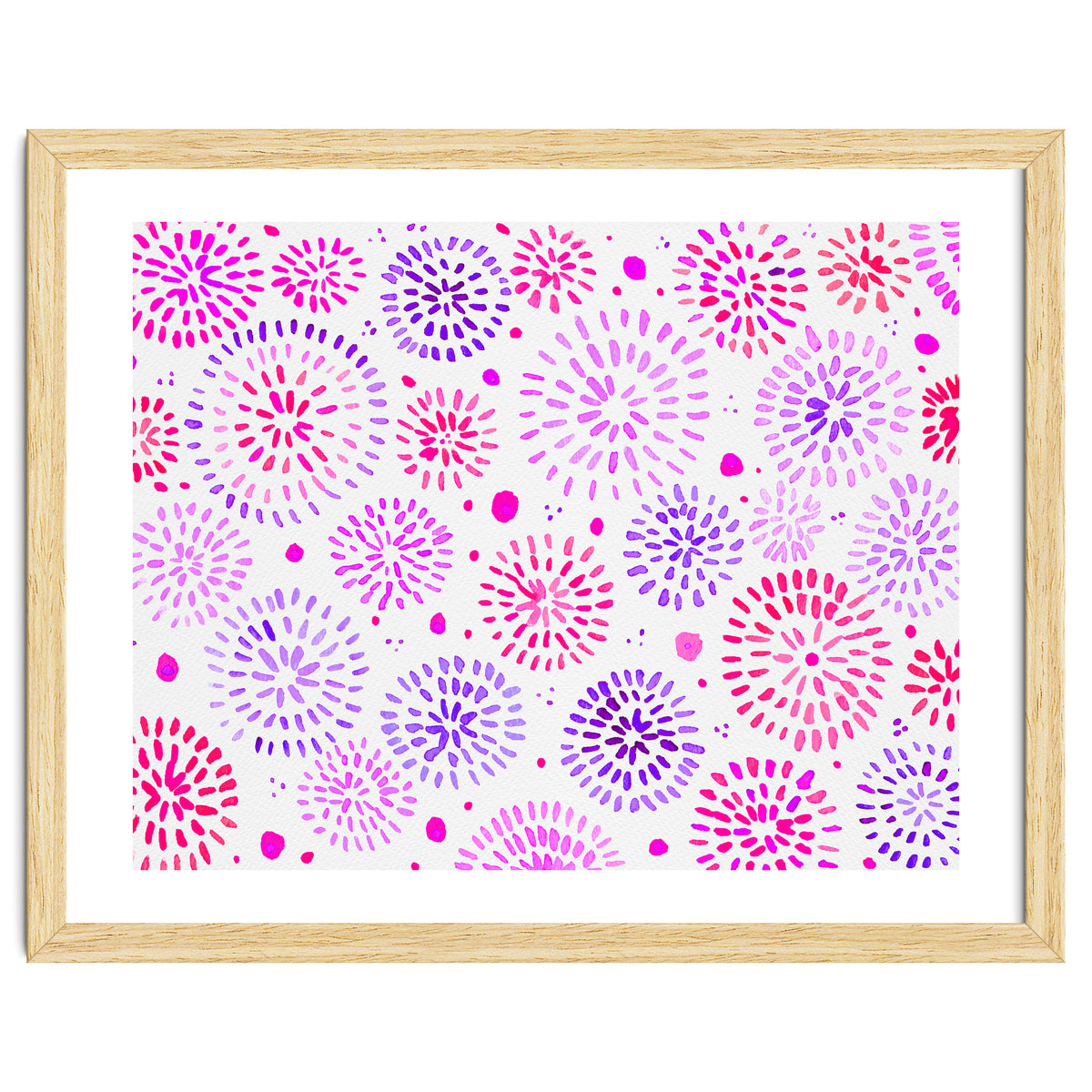 Abstract fireworks pattern in magenta and purple