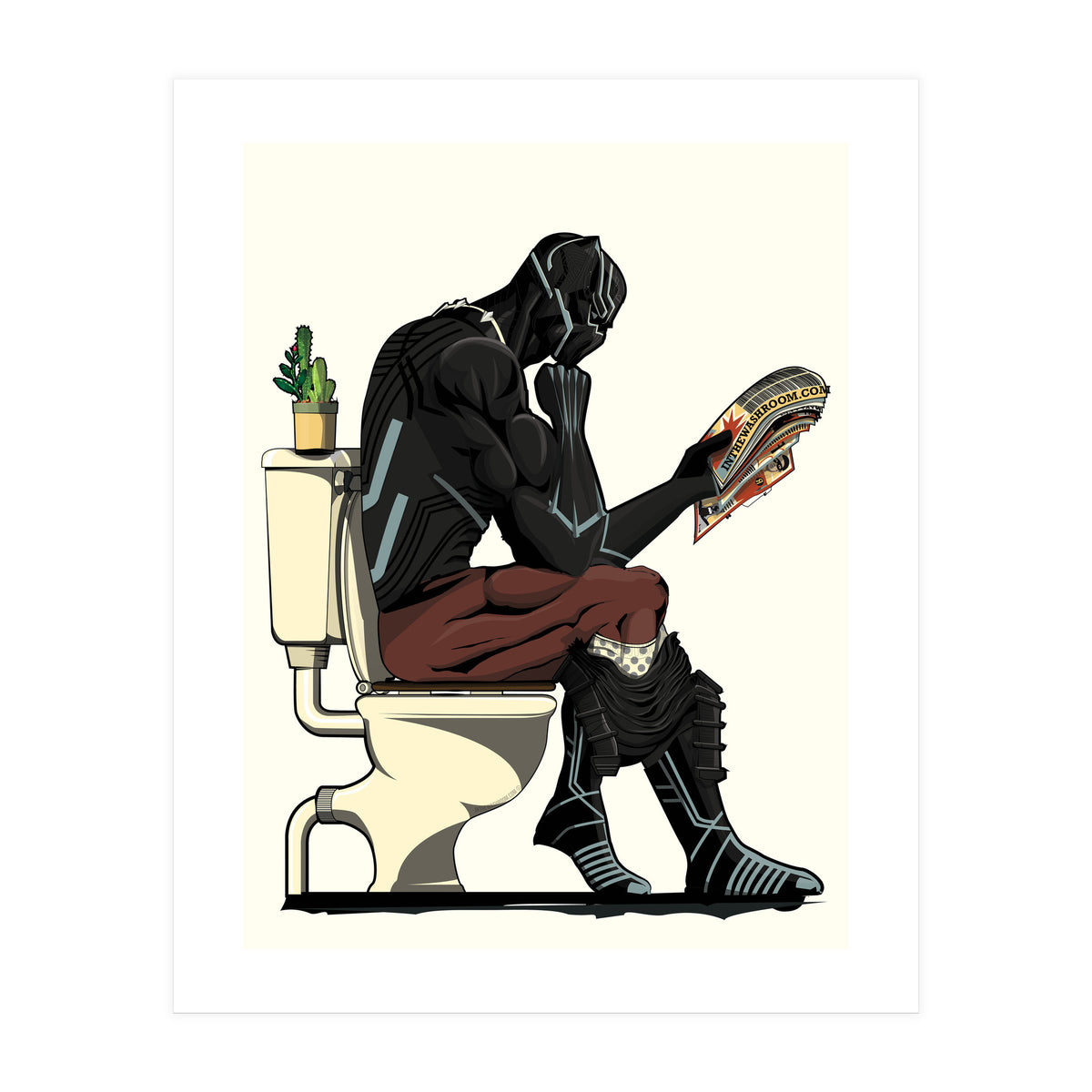 Black Panther on the Toilet, funny bathroom humour (Print Only)