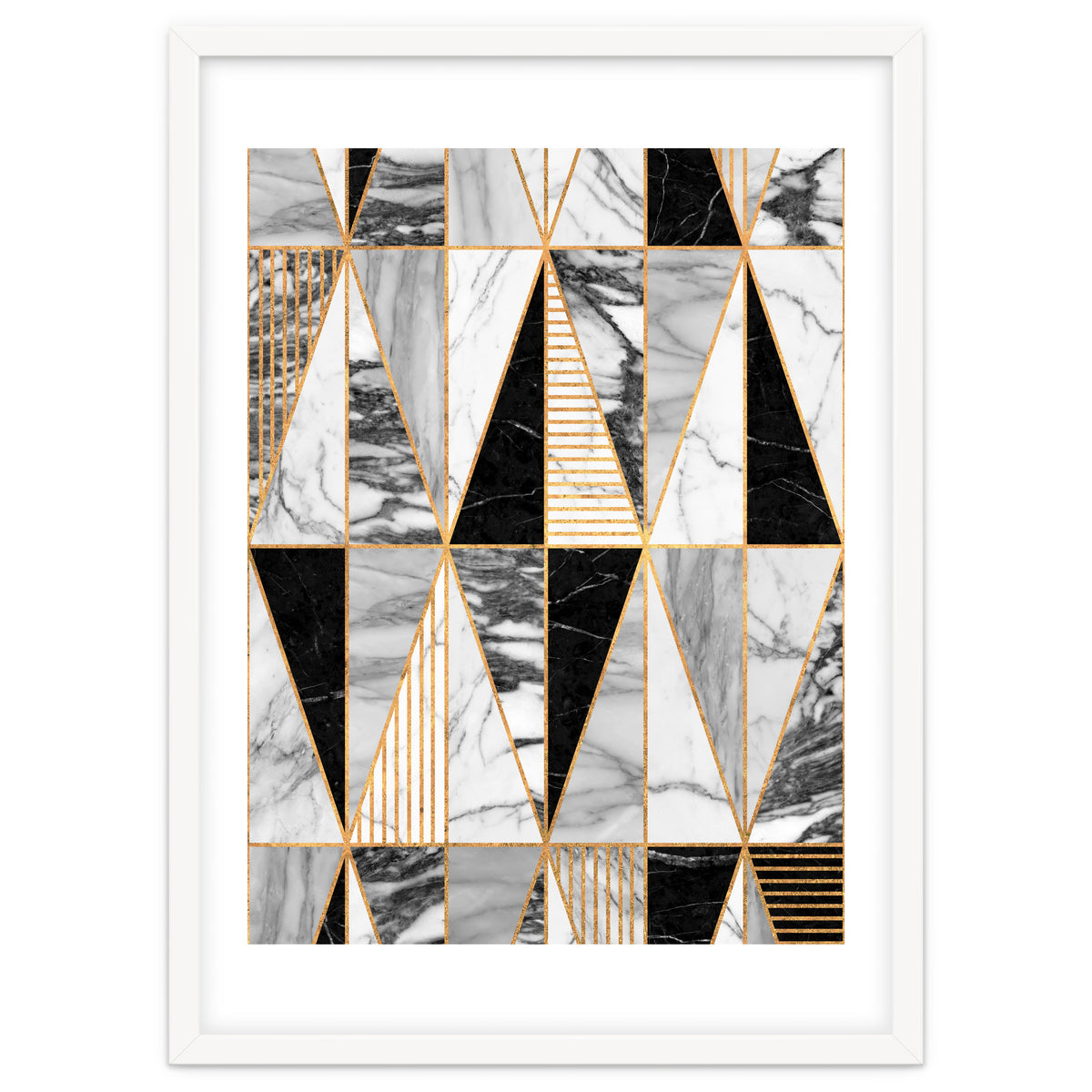 Marble Triangles - Black and White