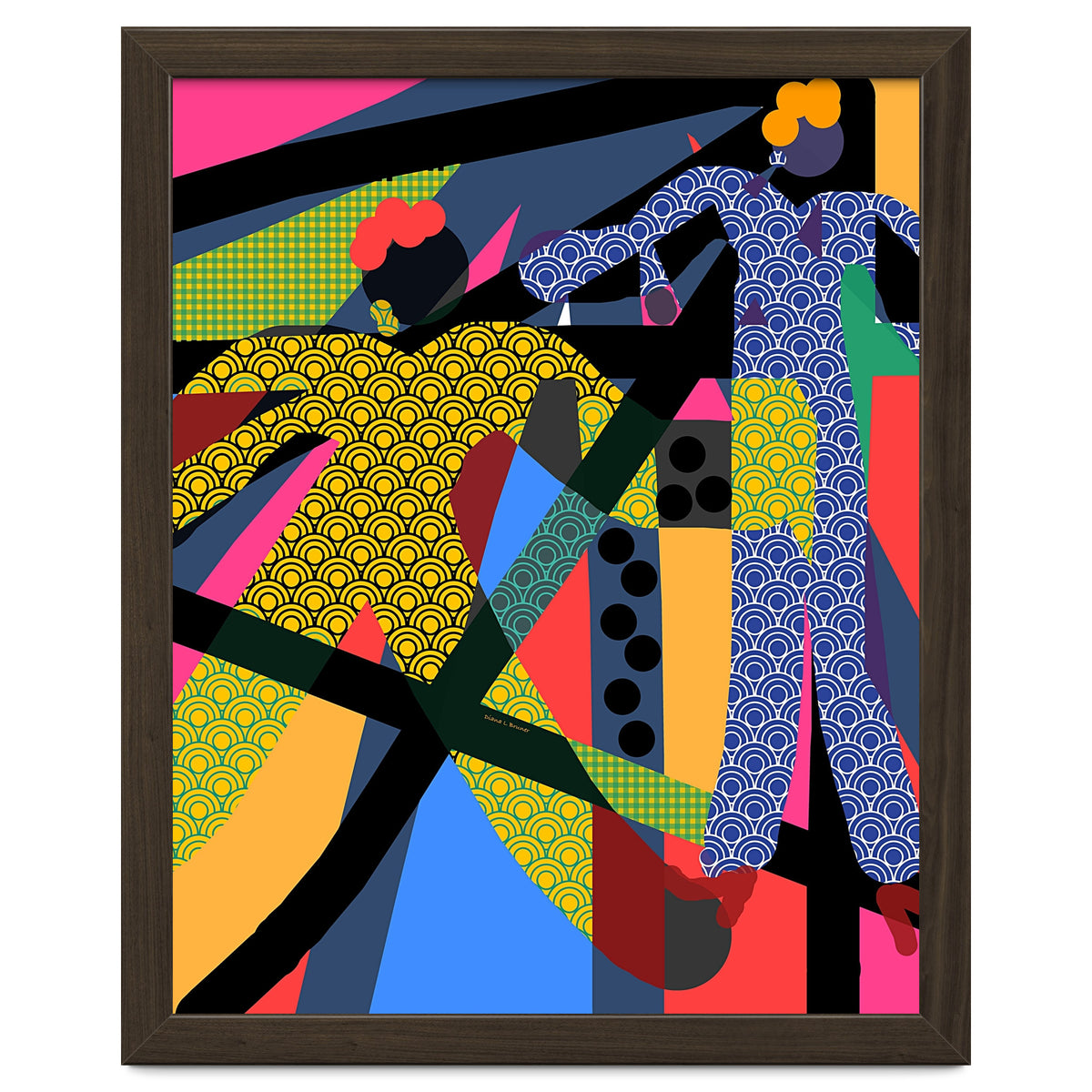 LADIES WEARING YELLOW AND BLUE PATTERNS