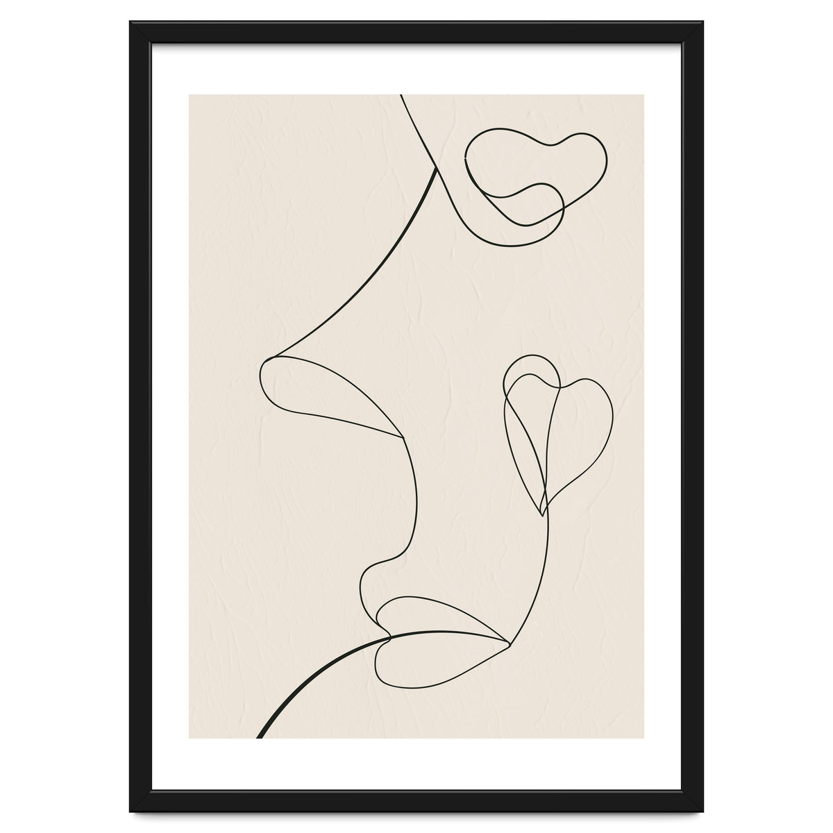 Continuous Line Art Face Drawing Floral Shapes