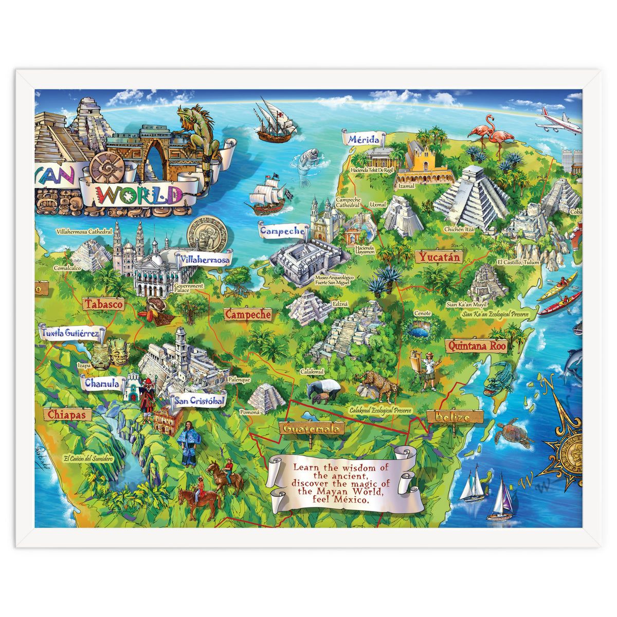 Yucatan Map Illustration