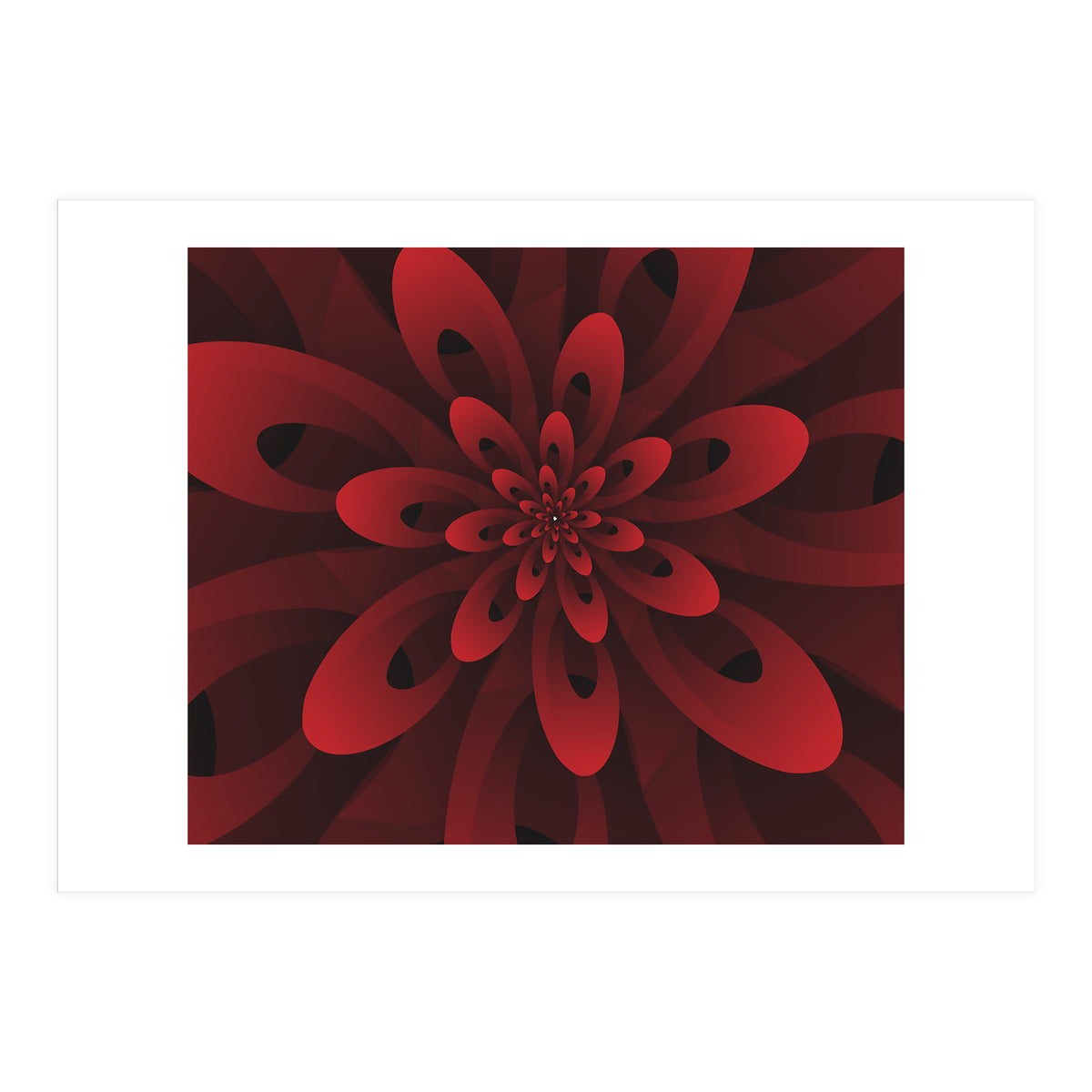 Abstract Digital Modern Red Floral 3D ART (Print Only)