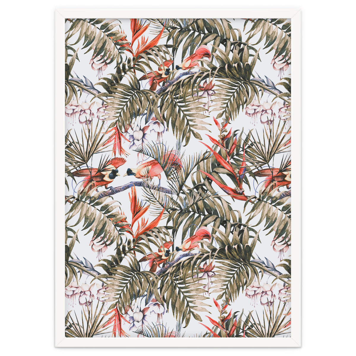 Exotic birds in the jungle paradise