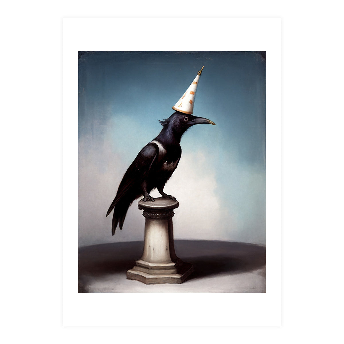 Crow In A Party Hat Gothic Painting (Print Only)