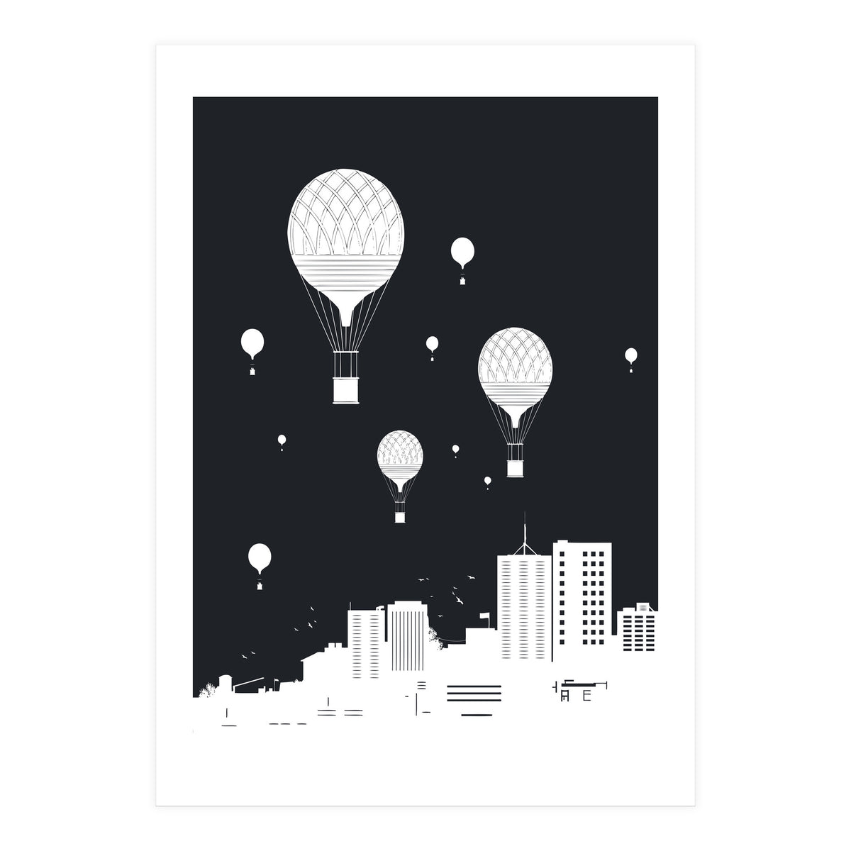 Balloons And The City (dark version) (Print Only)