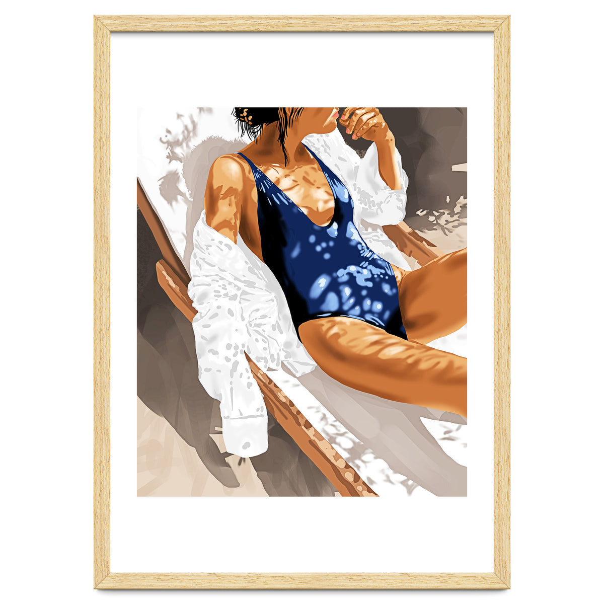 Girls Just Wanna Have Sun Painting, Woman Fashion Swim Beach Vacation Travel Summer Illustration