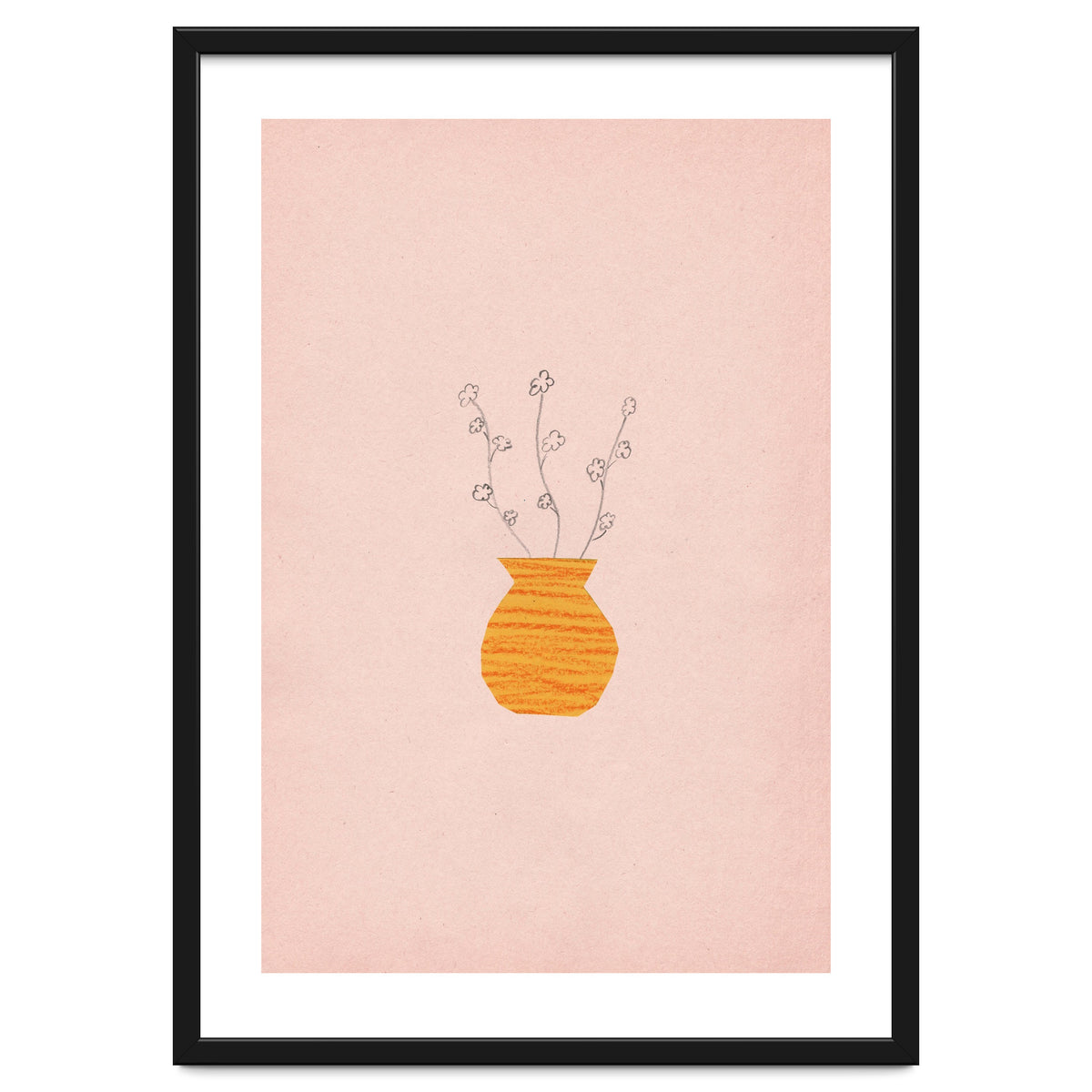Pink and orange botanical art