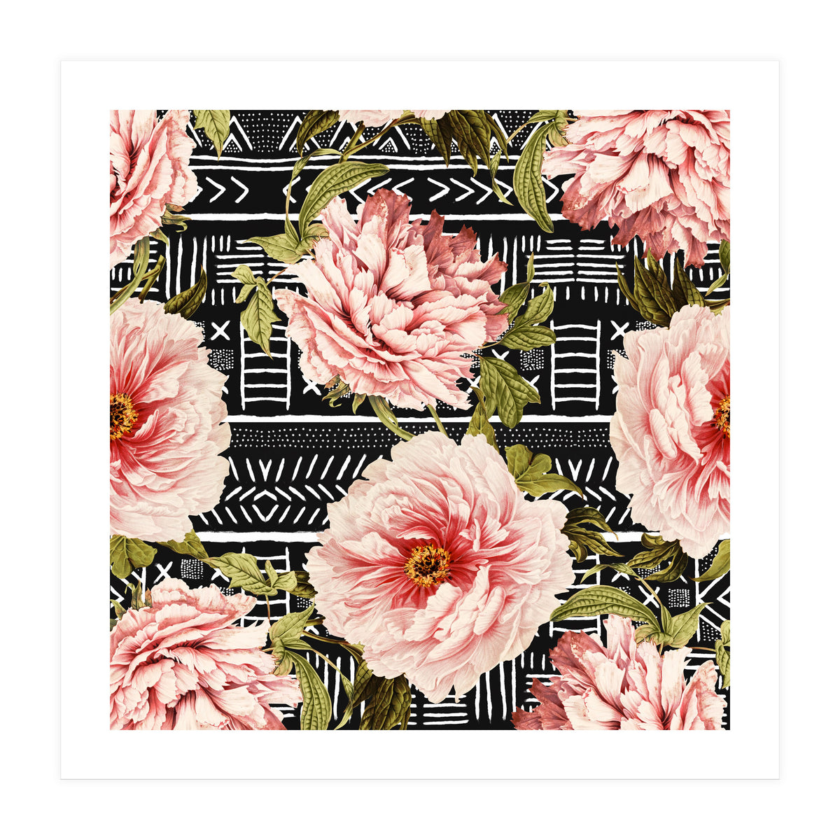 Flowering pink on drawn lines (Print Only)