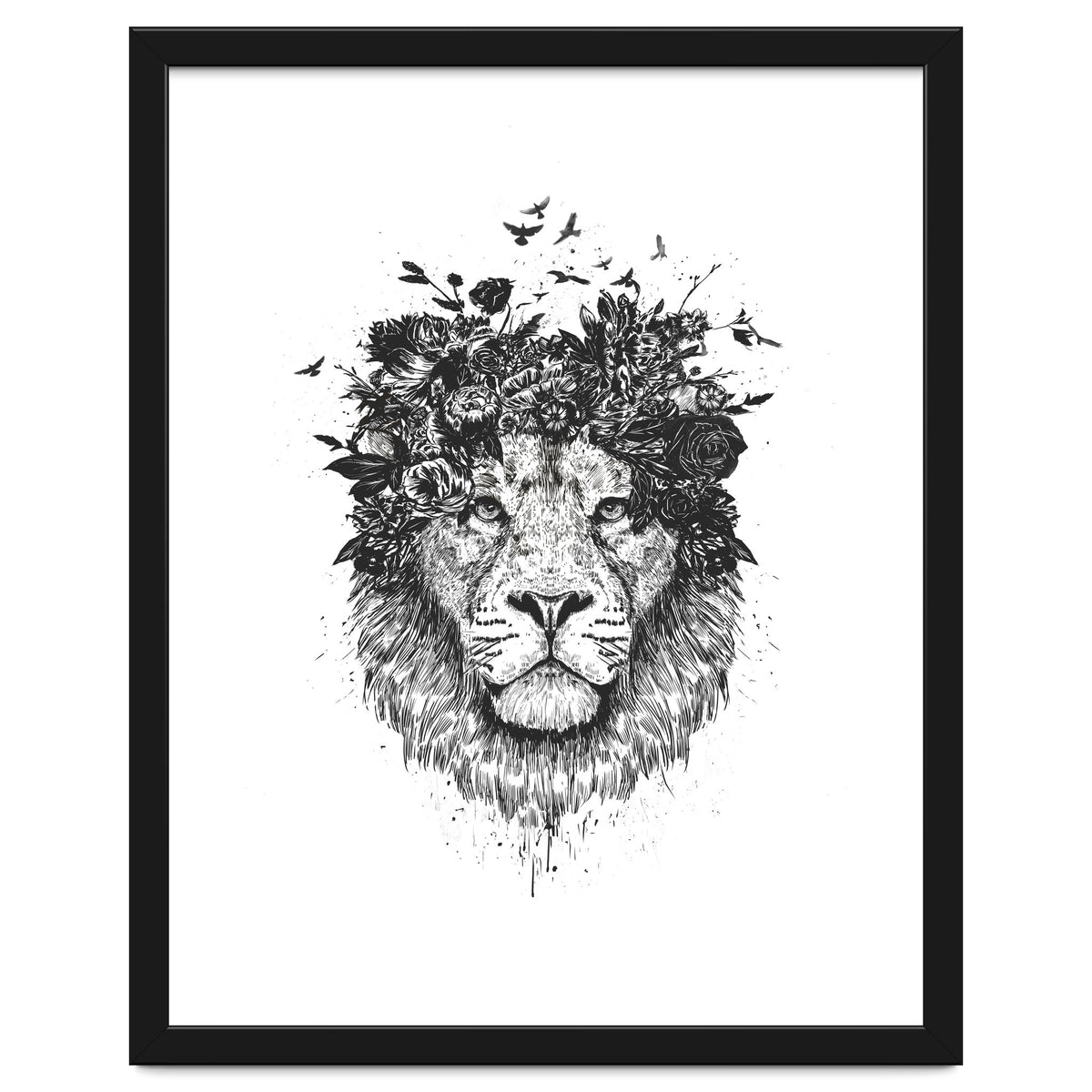 Floral Lion Bw