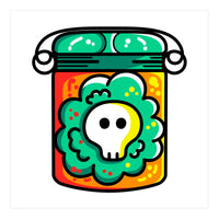 Kawaii Cute Skull In A Jar (Print Only)