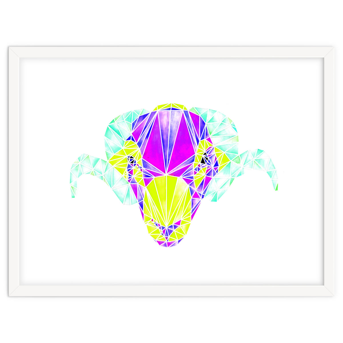 Colourful Geometric Swaledale Sheep Tup with White Lines