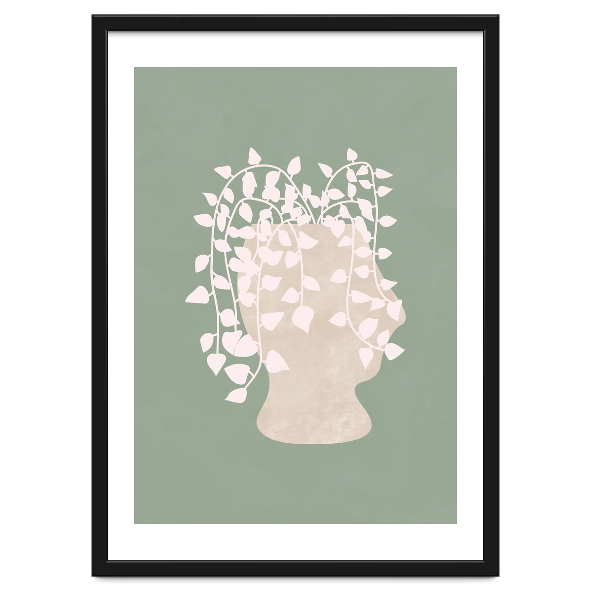 Abstract Potted Figure Sage Green