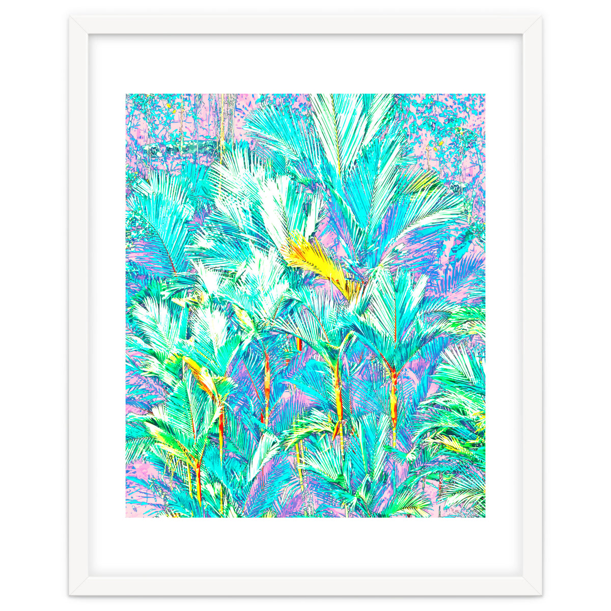 Palm Garden, Tropical Nature Jungle Botanical Painting, Bohemian Intricate Pastel Forest