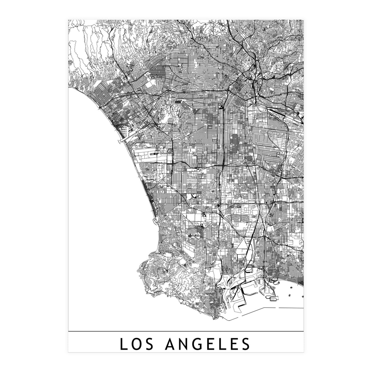 Los Angeles White Map (Print Only)