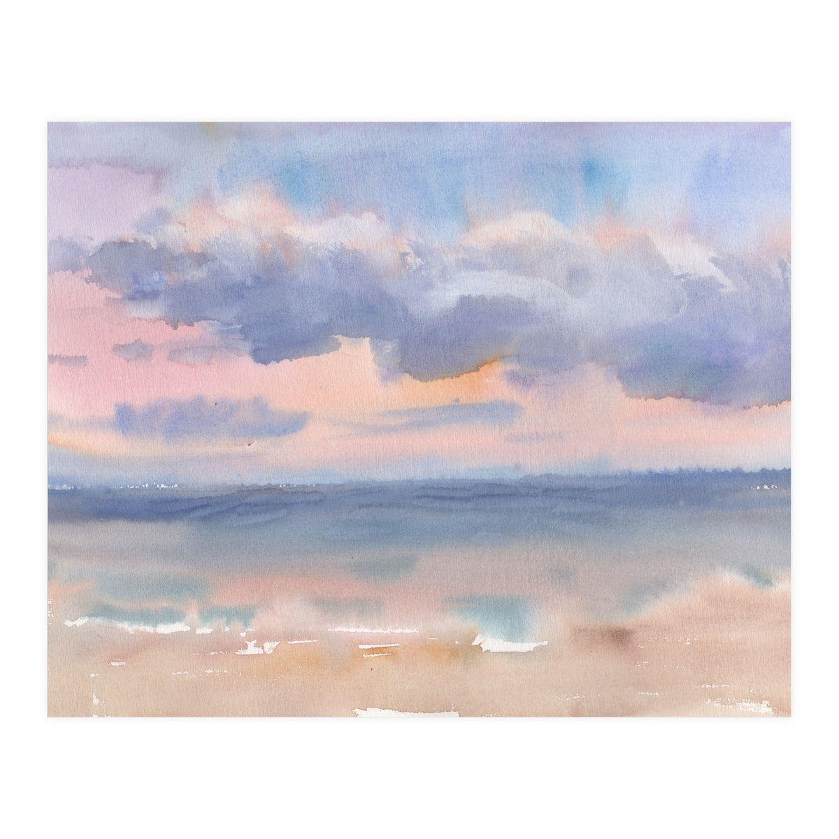 Beautiful morning At The Beach. Watercolor (Print Only)