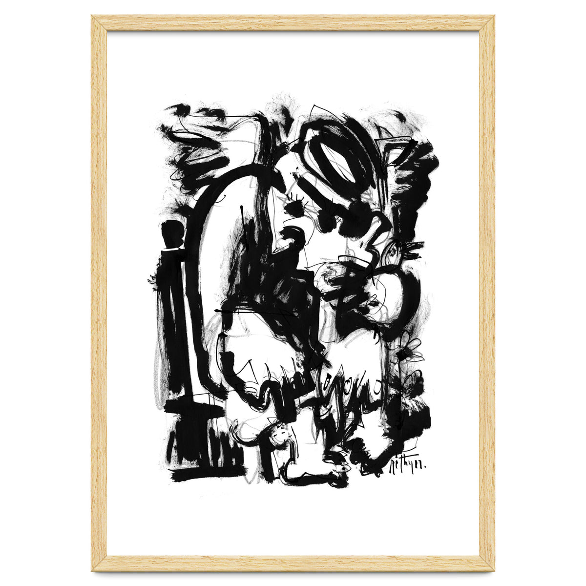 Saint With Bird - b&w