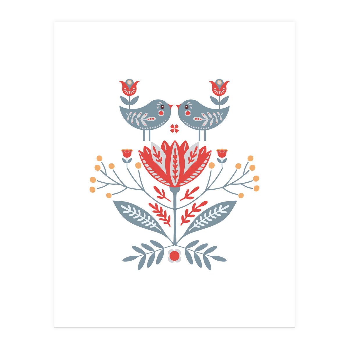 Scandinavian Folk Birds & Flowers (Print Only)