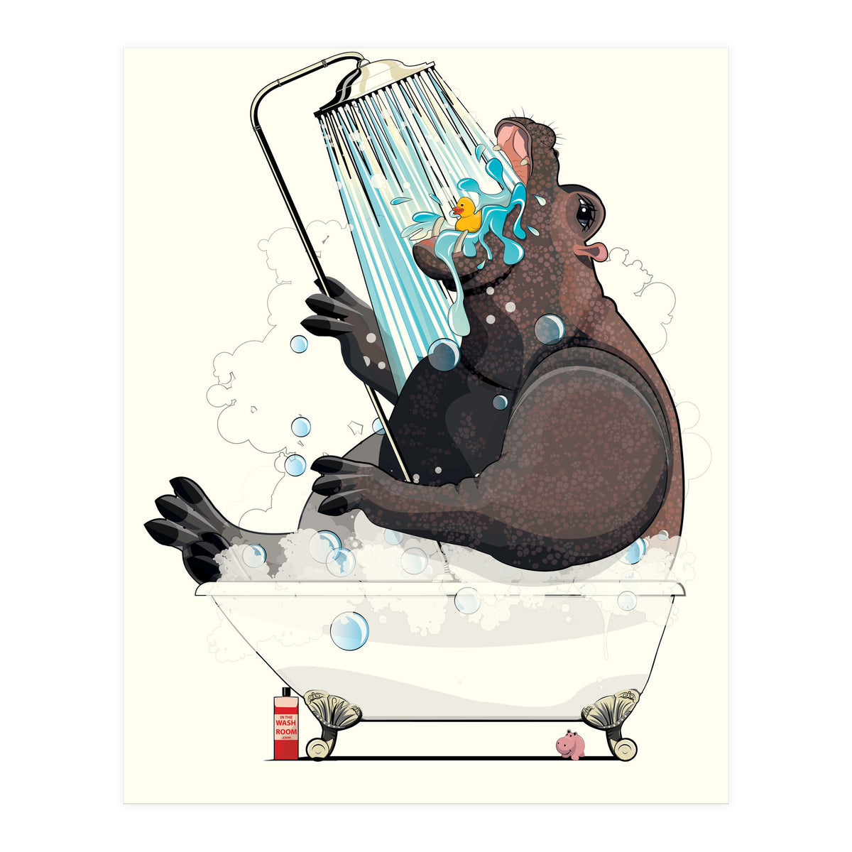 Hippopotamus in the Bath, Funny Bathroom Humour (Print Only)