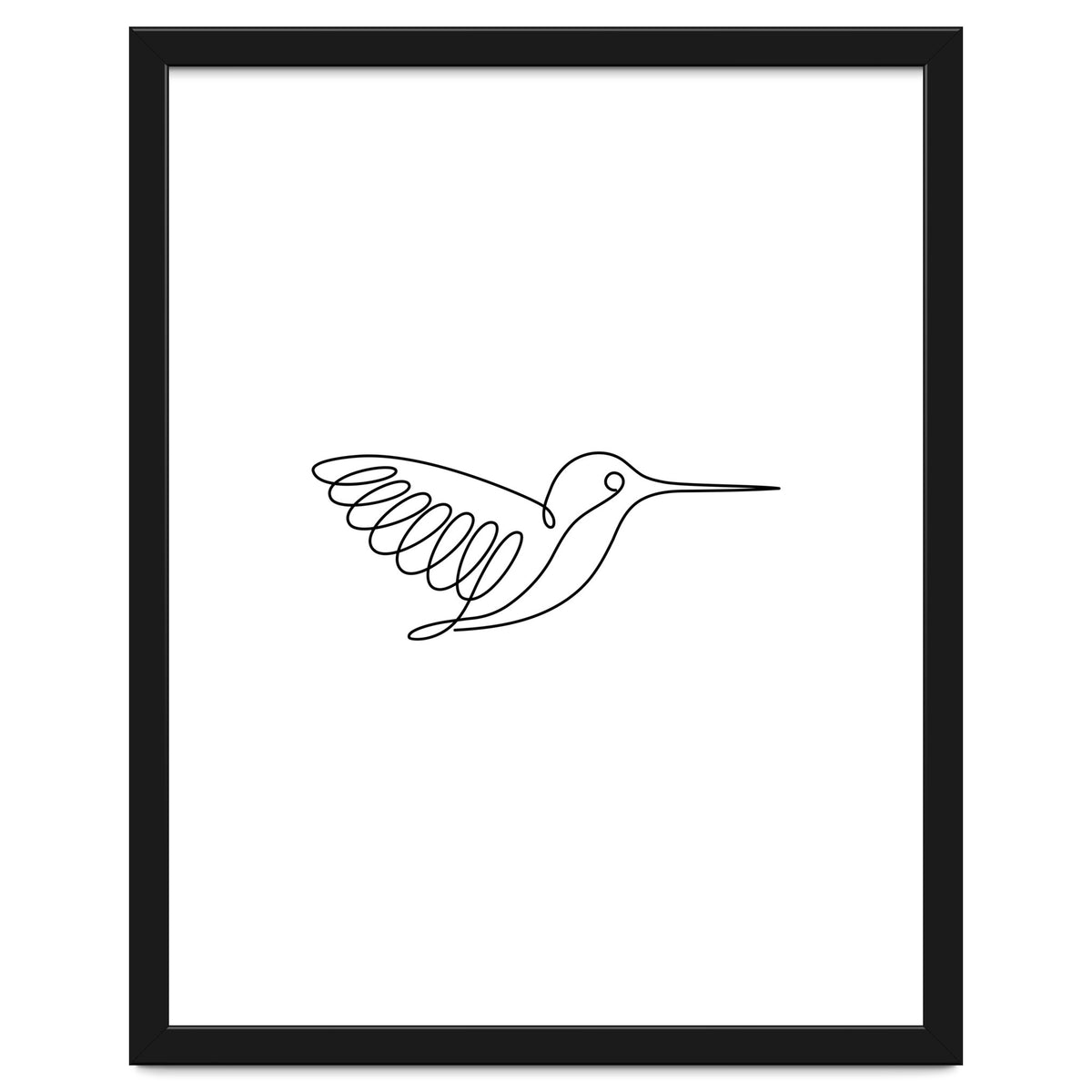 One Line Art Hummingbird