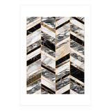 Abstract Chevron Pattern - Black and White Marble (Print Only) thumbnail