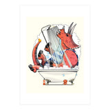 Dinosaur Triceratops in the Shower, funny bathroom humour (Print Only) thumbnail