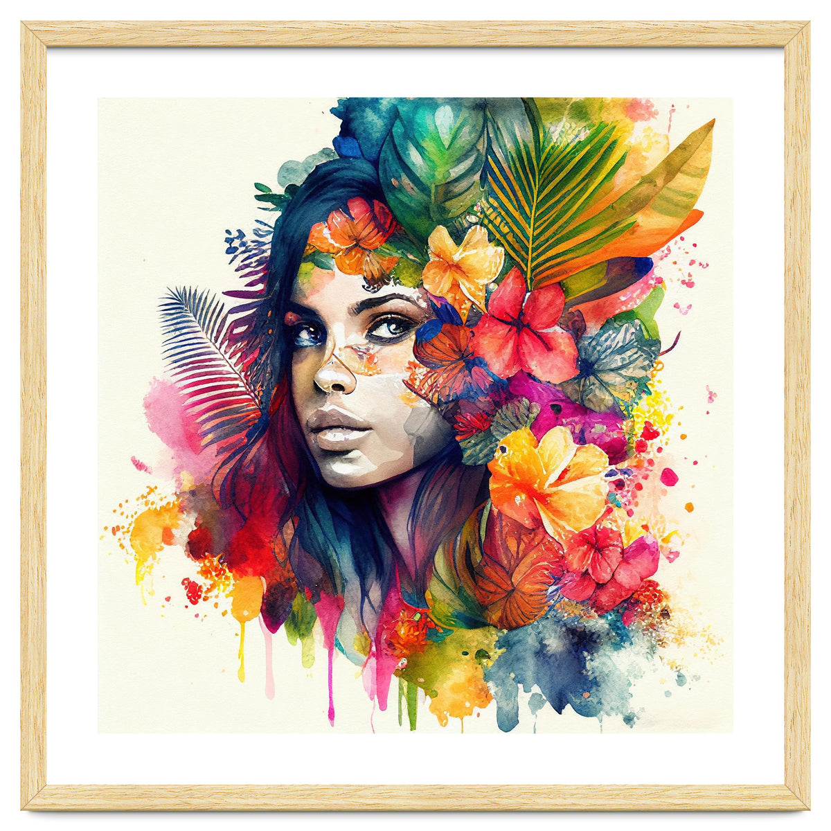 Watercolor Tropical Woman #17