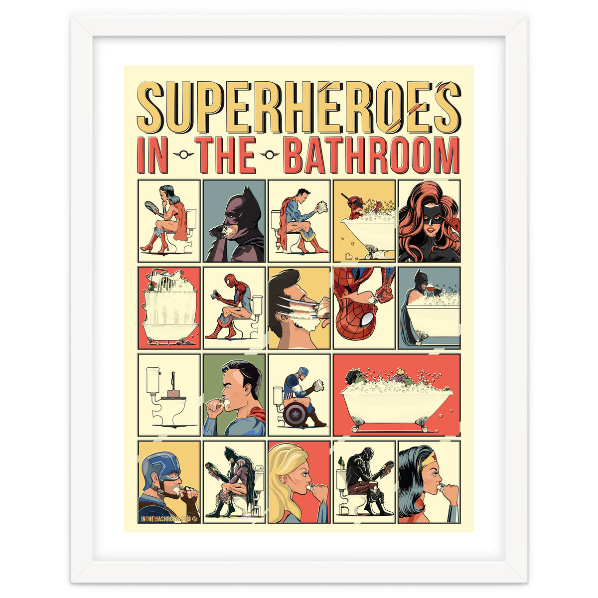 Superheroes in the Bathroom, funny Bathroom Humour