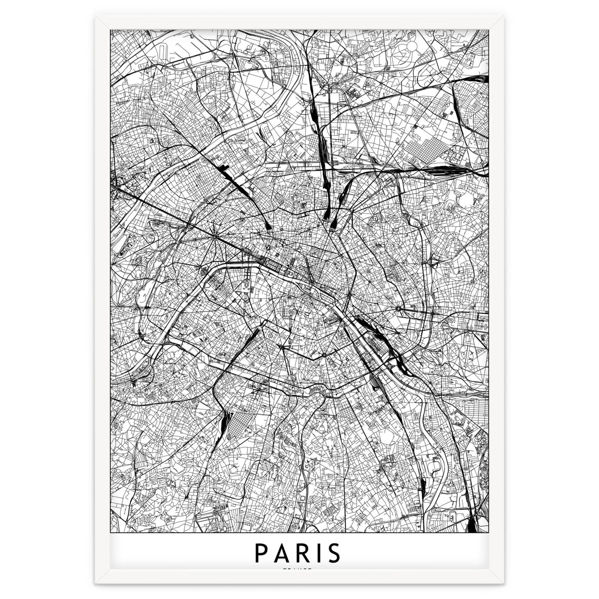 Paris White Map