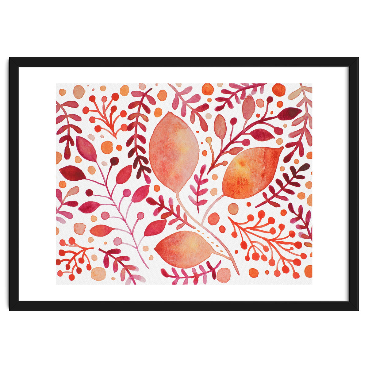 Watercolor branches and leaves - autumn palette