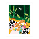 Eclectic Moon Lover | Modern Bohemian Quirky Woman Fashion | Color Pop Dreamer Illustration (Print Only) thumbnail