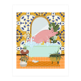 Piggie Bathing in Moroccan Style Bathroom (Print Only) thumbnail