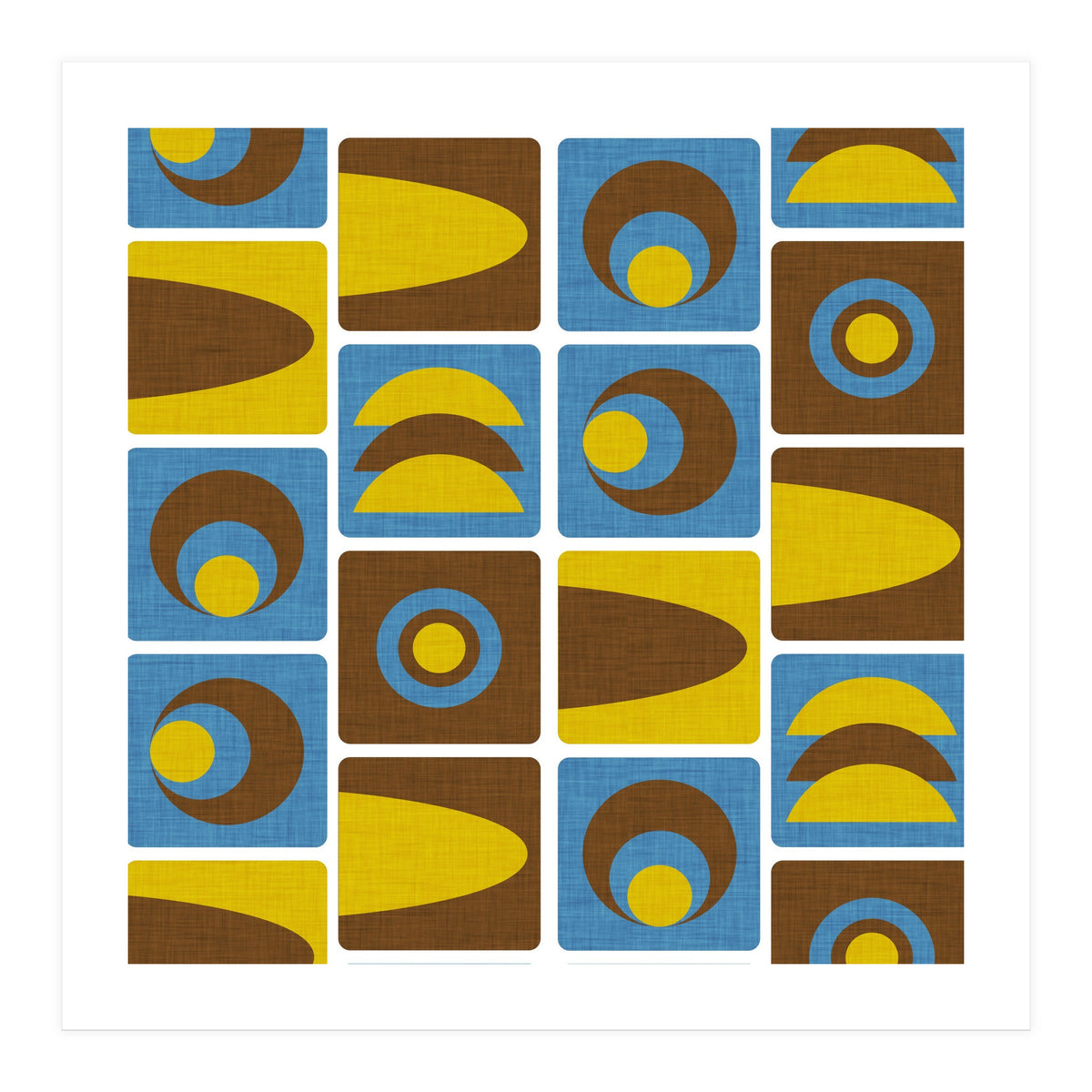 70s Cube Geo Blue  (Print Only)