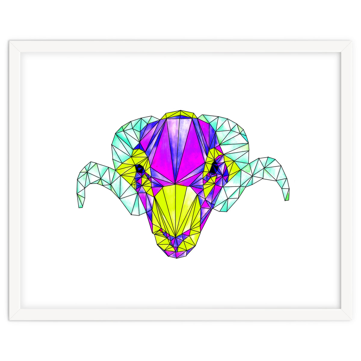 Colourful Geometric Swaledale Sheep Tup with Black Lines