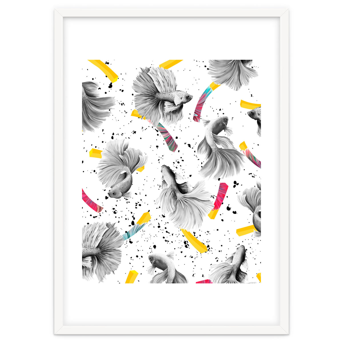 Fish & Chips, Eclectic Quirky Vintage British, French Fries Food Boho Illustration Graphic