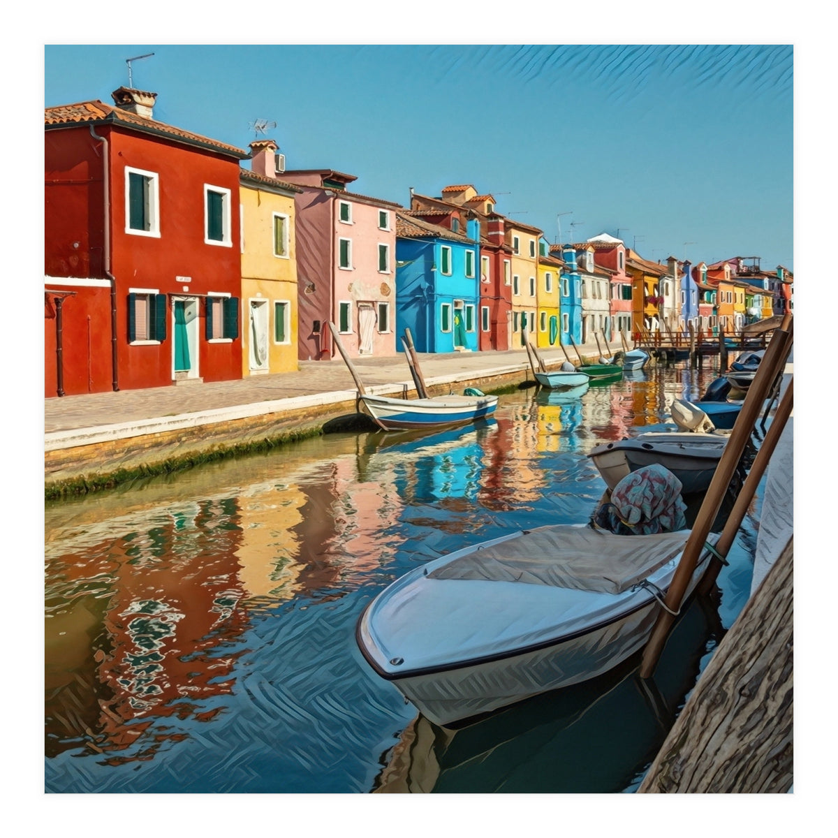 Boats In Venice Colorful Italy (Print Only)